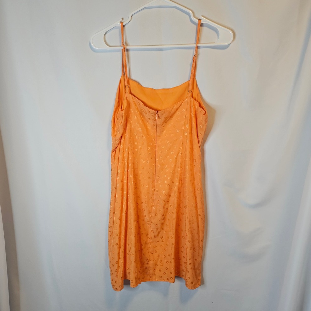 Lulus Orange Floral Jacquard Mini Slip Dress‎ Adjustable Straps Size L - Picture 8 of 8